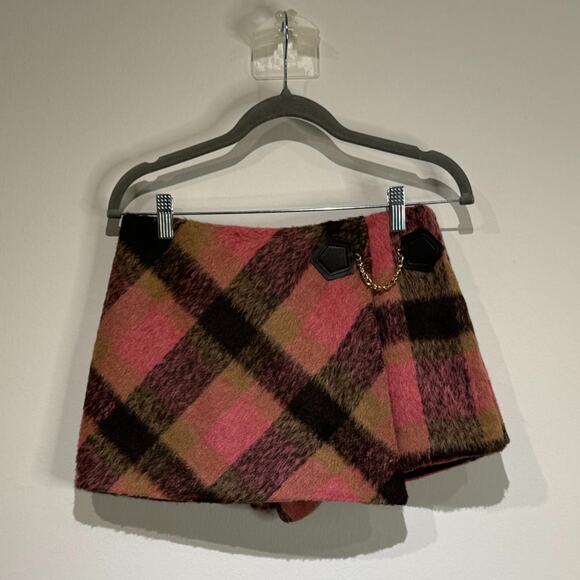 Brown and Pink Plaid Mini Skort M - Picture 4 of 6